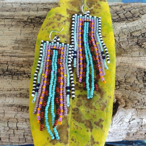 𓅪Fringe Earrings Handmade Beaded Fringe Earrings 𓆃 ✨